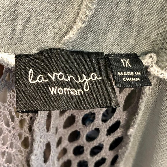 Bundle of two La Vanya Lace Cardigans in gray Sz 1XL & olive Sz 3XL - Picture 6 of 13